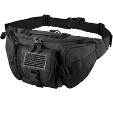 Tactical Fanny Pack Military Waist Bag Pack with USA Flag Patch Utility Hip P...