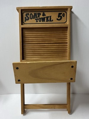 Wash Board VTG Look Wooden Shelf Rustic Decor 18 1/4  Tall