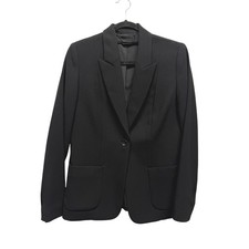 Elie Tahari Black Long Line Blazer Single Button Office Career Medium