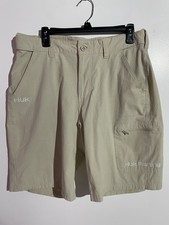 Huk Fishing Shorts 10" L Beige Next Level Stretch Performance Pockets Outdoor