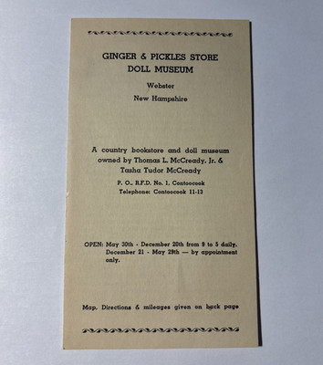 Thomas L McCready, Tasha Tudor / GINGER & PICKLES STORE DOLL MUSEUM Brochure