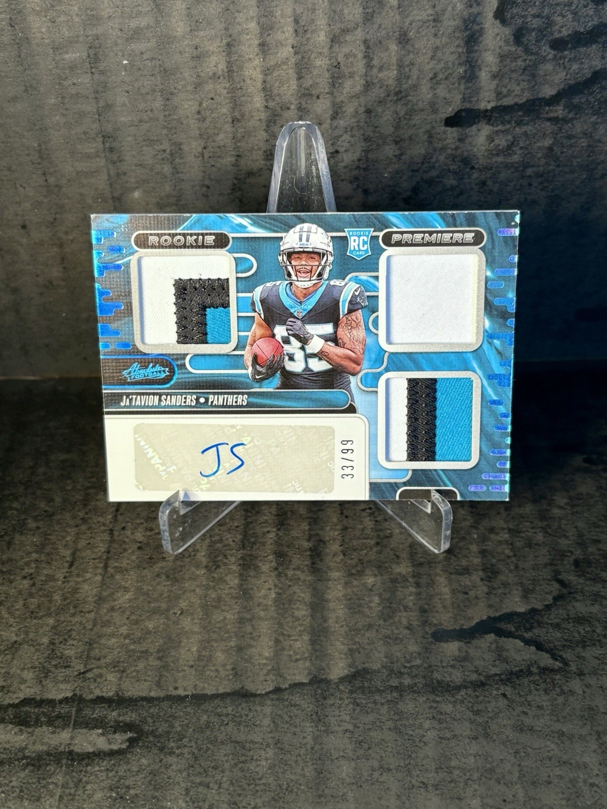 Ja'Tavion Sanders Panini Absolute Rookie Premiere Materials #RPMJSS Autograph