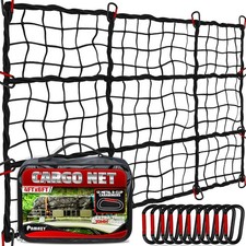 4'x6' Heavy Duty Bungee Cargo Net Stretches to 8'x12' 10mm Cord with 12 PCS
