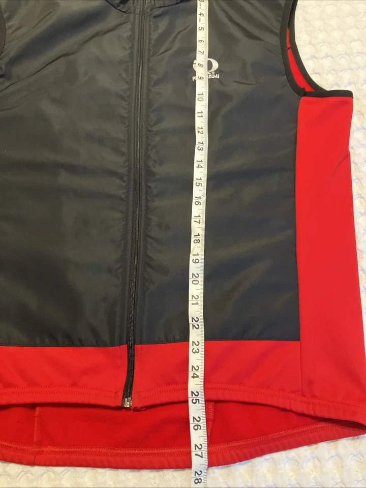 Pearl IZumi Fleece Lined Vest Mens XL Red Black Full Zip Performance Cycling - Image 2 of 4