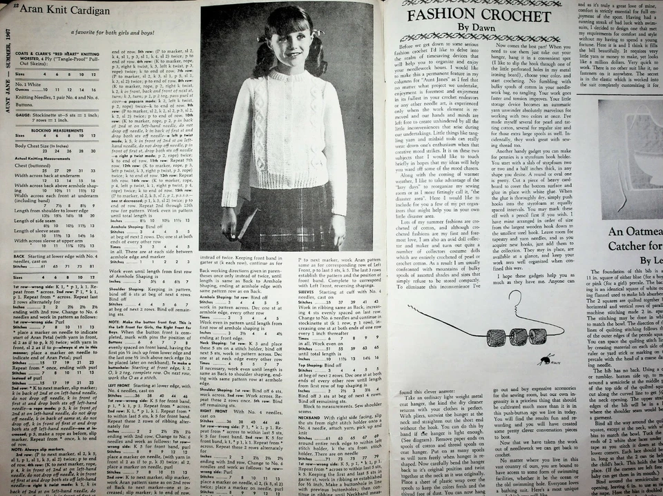 1967 Summer Aunt Janes Sewing Circle Magazine Crewel Work Knitting For Babies Foto 3 de 4