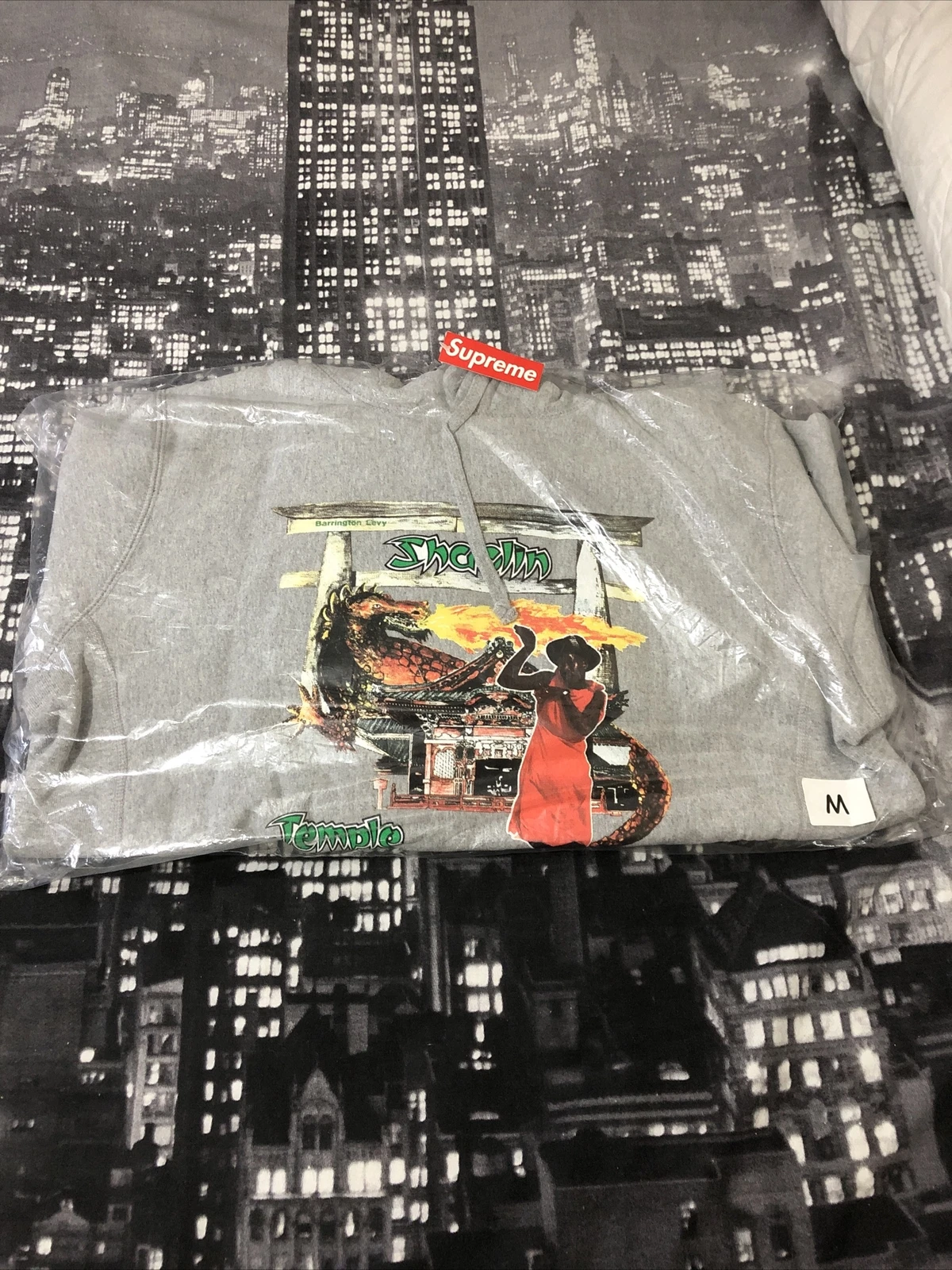 Sweat à capuche temple Supreme x Barrington Jah Life Shaolin !! Gris !! NEUF AVEC ÉTIQUETTES !! Moyen !! Rare !!!