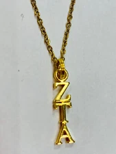 Zeta Tau Alpha ZTA Artisan Gold Lavaliere Necklace FREE SHIPPING