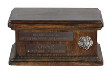 Bullmastiff II - wooden urn for dog ashes, personalized urn with engraving, smal