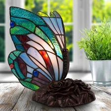 Lavish Home Tiffany Style Butterfly Lamp - Stained Glass Table or Desk Light ...