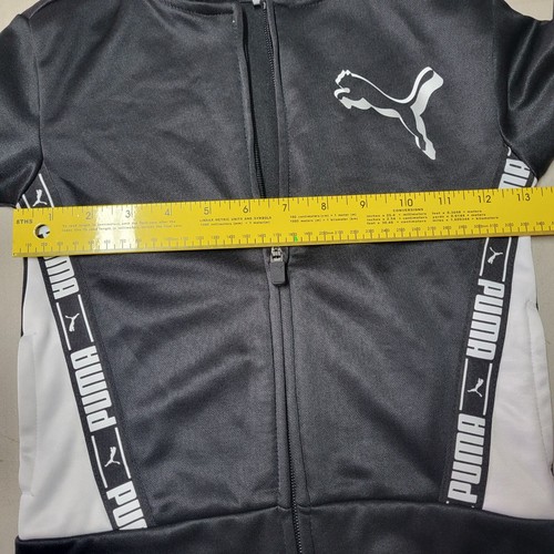 New Kid's Puma Black Hoodie Size 4 Zip Up White Sweater Children Boy's Gift - Picture 11 of 12
