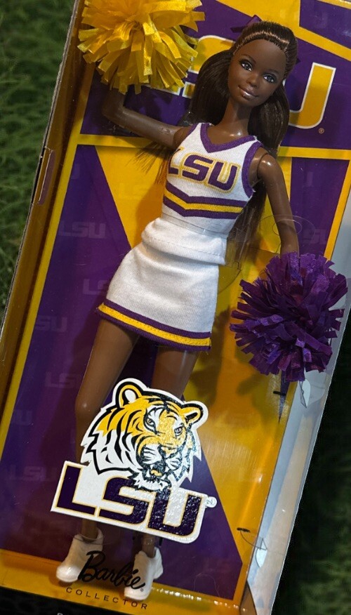 LSU Barbie African-American Collector Pink Label Cheerleader Doll Mattel W3458🟡
