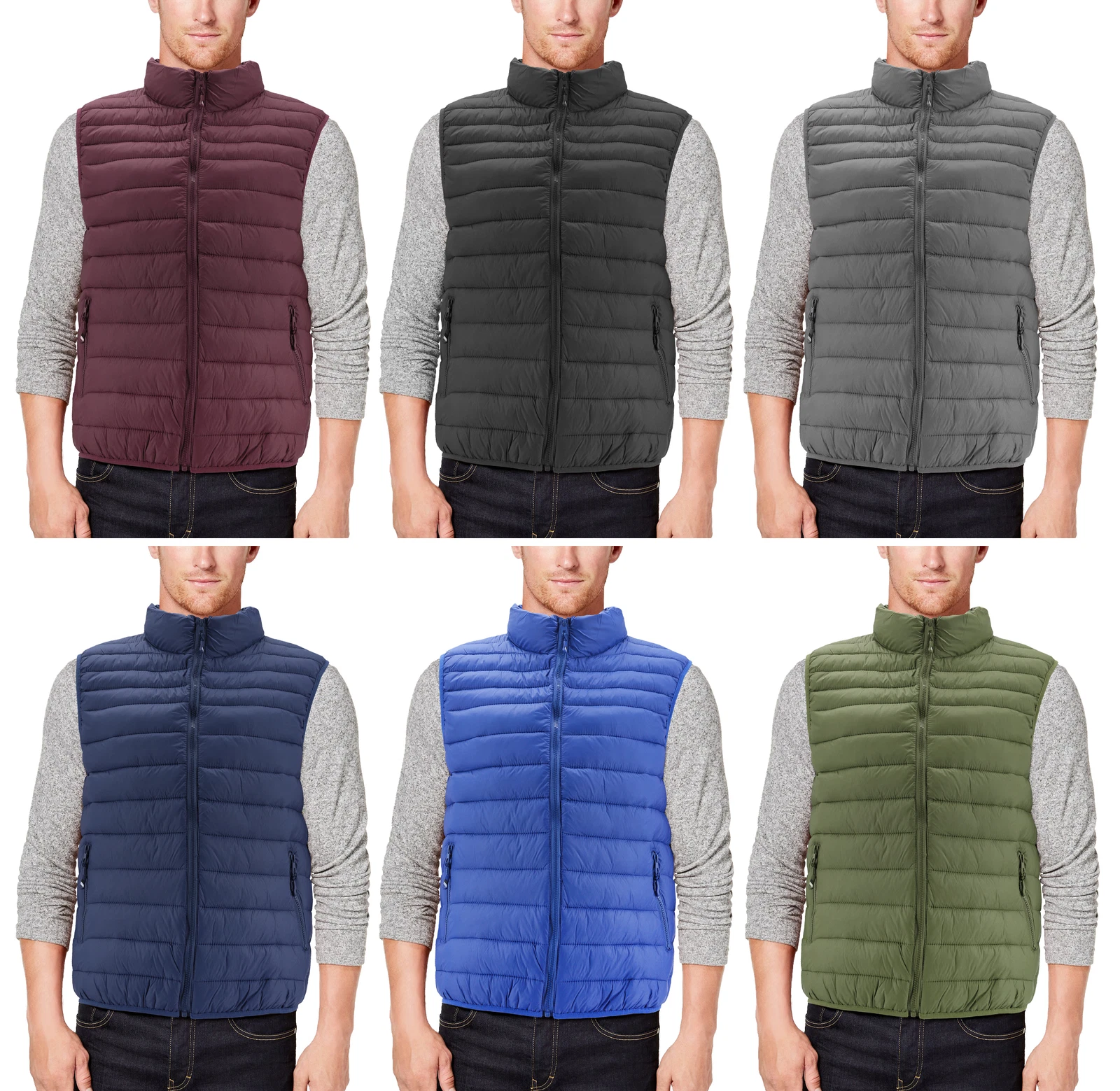 Men's Lightweight Full Zip Quilted Insulated Water Resistant Warm Puffer Vest