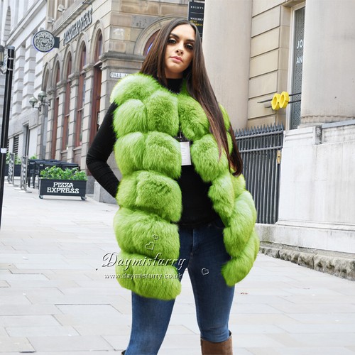 Fox Fur Women Girl Vest Jacket Coat 
