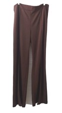 Fashion Nova Pants Womens 3X Brown High Waist Dress Pant Wide Leg Zipup Stretch