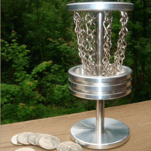 Microputt Mini Disc Golf Basket, Quarter Game, Cake Topper, Great Trophy Frisbee - Picture 2 of 2