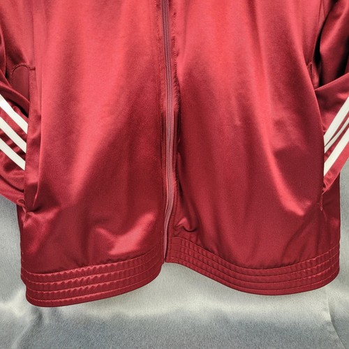 Adidas Track Jacket Mens 2XT Burgandy Red Clima 365 Full Zip Soccer Strips Tall - Picture 6 of 17