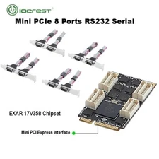 Mini PCI-E 8 Serial Ports Controller Card RS232 Adapter 15 KV ESD Protection