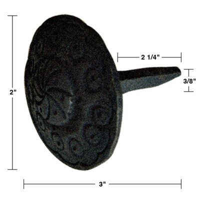 Set Of 10 Decorative Wrought Iron Clavos Nails - Black, 3" Tall, For Doors, Gates, And Furniture - View #3