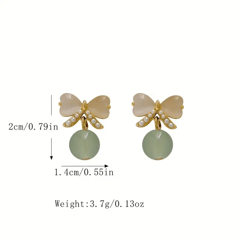 Mujeres Moda Ópalo Pendientes Aguja Moño Chapado en Oro 18K Joyería Regalo Nuevo Foto 4 de 4