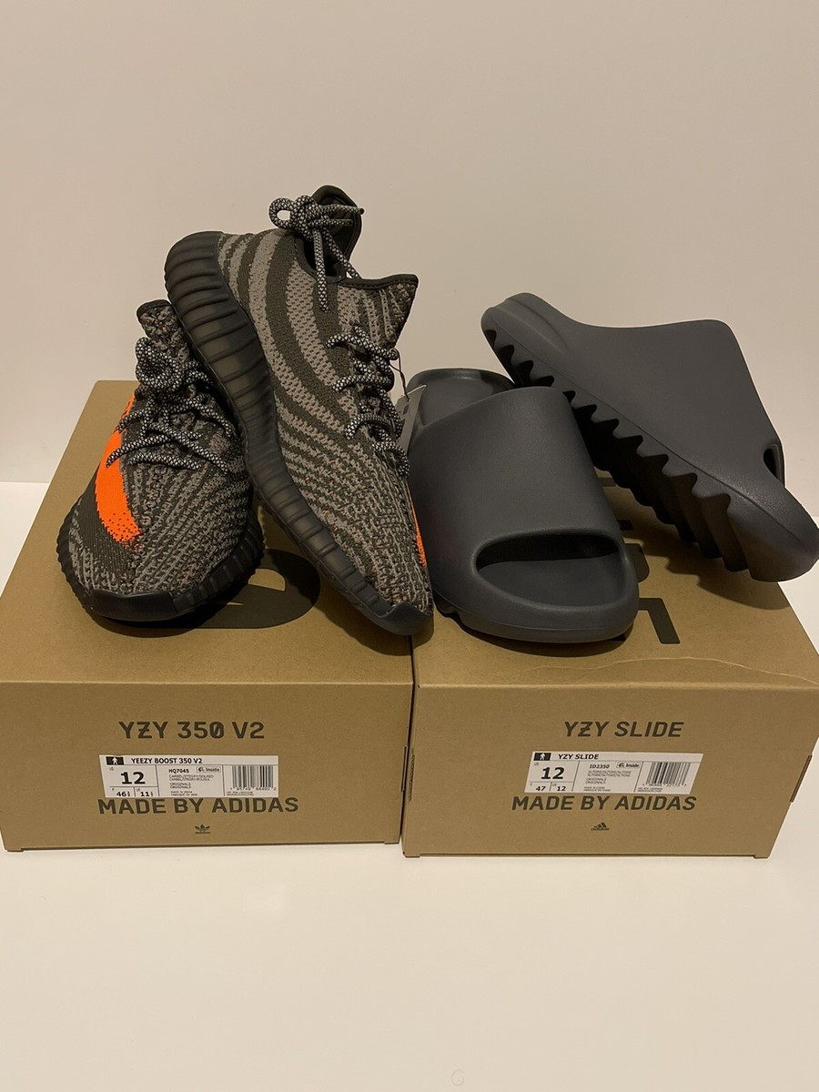 Adidas Yeezy Boost 350 Carbon Beluga Size 12 & Yeezy SLIDE 
