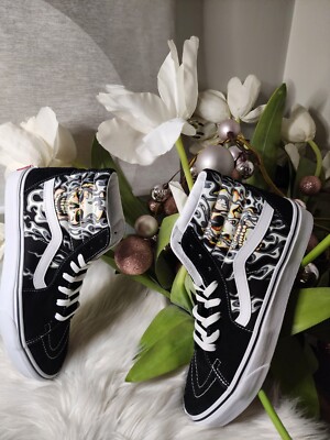 Vans Sk8-Hi Flame Skull Black Glow In The Dark Size US6.5 Women's 