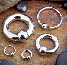 8G 10G 5/8" STEEL GAUGE CAPTIVE BEAD RING HOOP GENITAL PRINCE ALBERT PIERCING