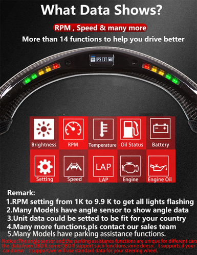 Sport Carbon Fiber Led Steering Wheel For BMW M1 M2 M3 M4 M5 M6 M7 X5 X6 F82 F10 - Picture 5 of 11