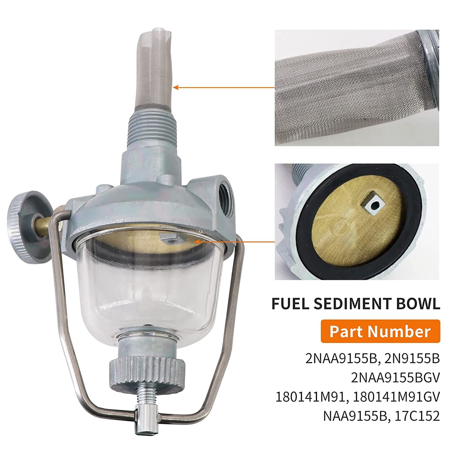 Fuel Sediment Bowl Assembly 2NAA9155B for Ford 8N 9N 2N NAA Jubilee