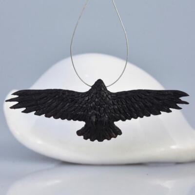 Fliegender Adler Design Geschnitzter Schwarz Hörner Gebohrt Fokal Perle Anhänger