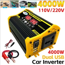 4000W Power Inverter DC 12V to AC 110V  Car Sine Wave Converter Dual USB