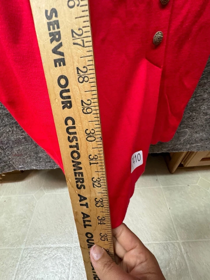 Vestido envolvente All That Jazz vintage con botones manga larga tejido rojo 11/12 hecho en EE. UU. Foto 4 de 4