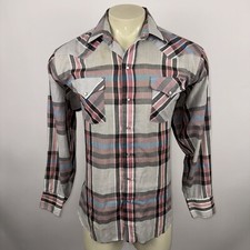 Vtg Mens Panhandle Slim Western Pearl Snap Shirt Cowboy Plaid Large 16.5 35