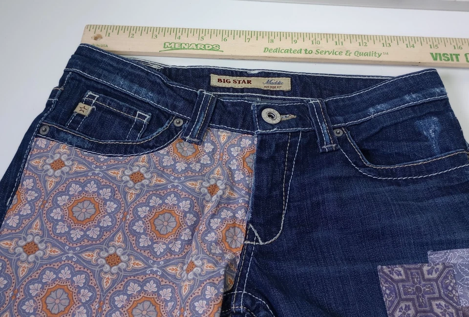 Big Star Maddie Cut Off Shorts Patchwork Women's 27L Cut Off Shorts Flap Pockets - Image 3 of 4