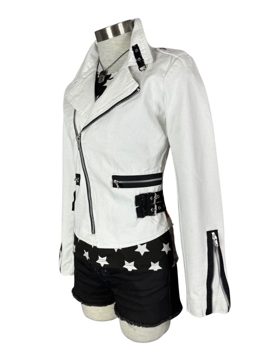 TRIPP Gothic Band Coat Moto Rockabilly Biker White Goth Punk TRIPP Gothic Band Coat Moto Rockabilly Biker White Goth Punk