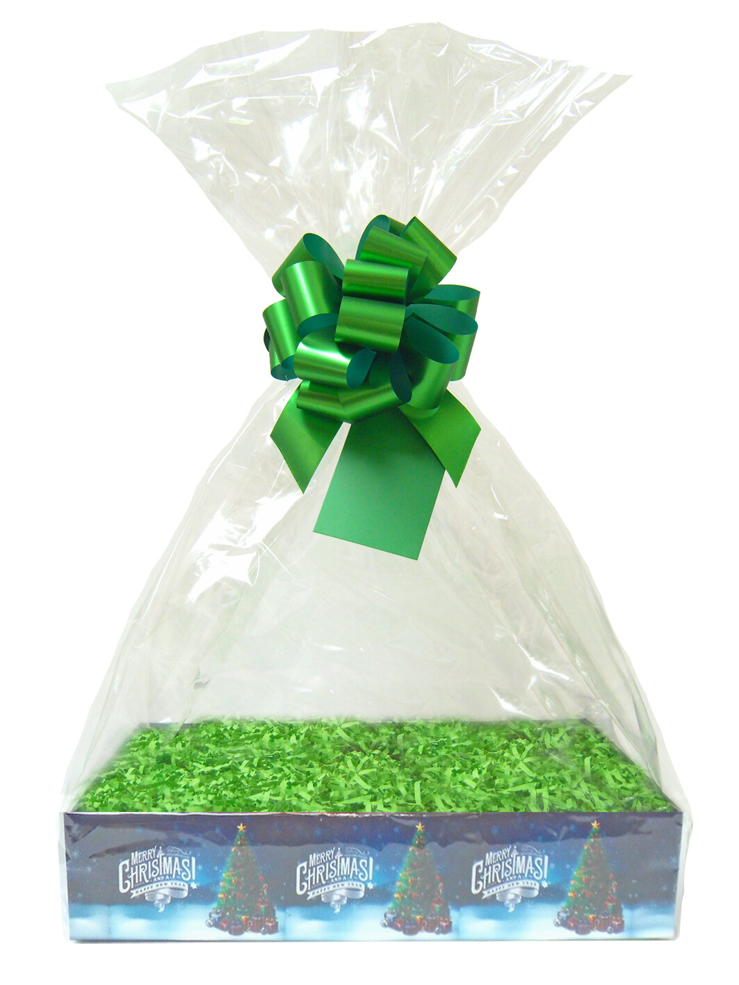 Make Your Own XMAS Gift Basket DIY Hamper Kit - 30cm Tray, Shred, Bag, Bow, Tag