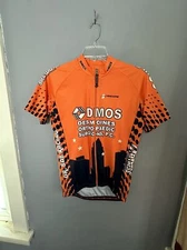 Hincapie Large DMOS Cycling Shirt Orange White Blue Full Zip Pockets Polyester
