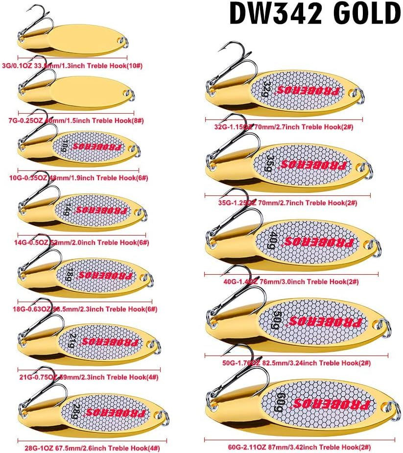 PROBEROS Fishing Spoons Lures Bass Baits Jigging Bait 50G-1.76oz, 10PCS Gold  - Image 2