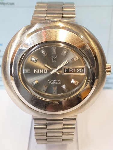 NINO 17 JEWELS AUTOMATIC GRAY DIAL N49 SWISS MEN'S FULL WORKING ALL ORG. VINTAGE - Picture 5 of 24