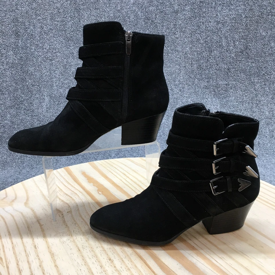 Enzo Angiolini Botas Mujer 6.5M Botín Negro Cremallera Lateral Hebilla Tacones Bloque Foto 2 de 4
