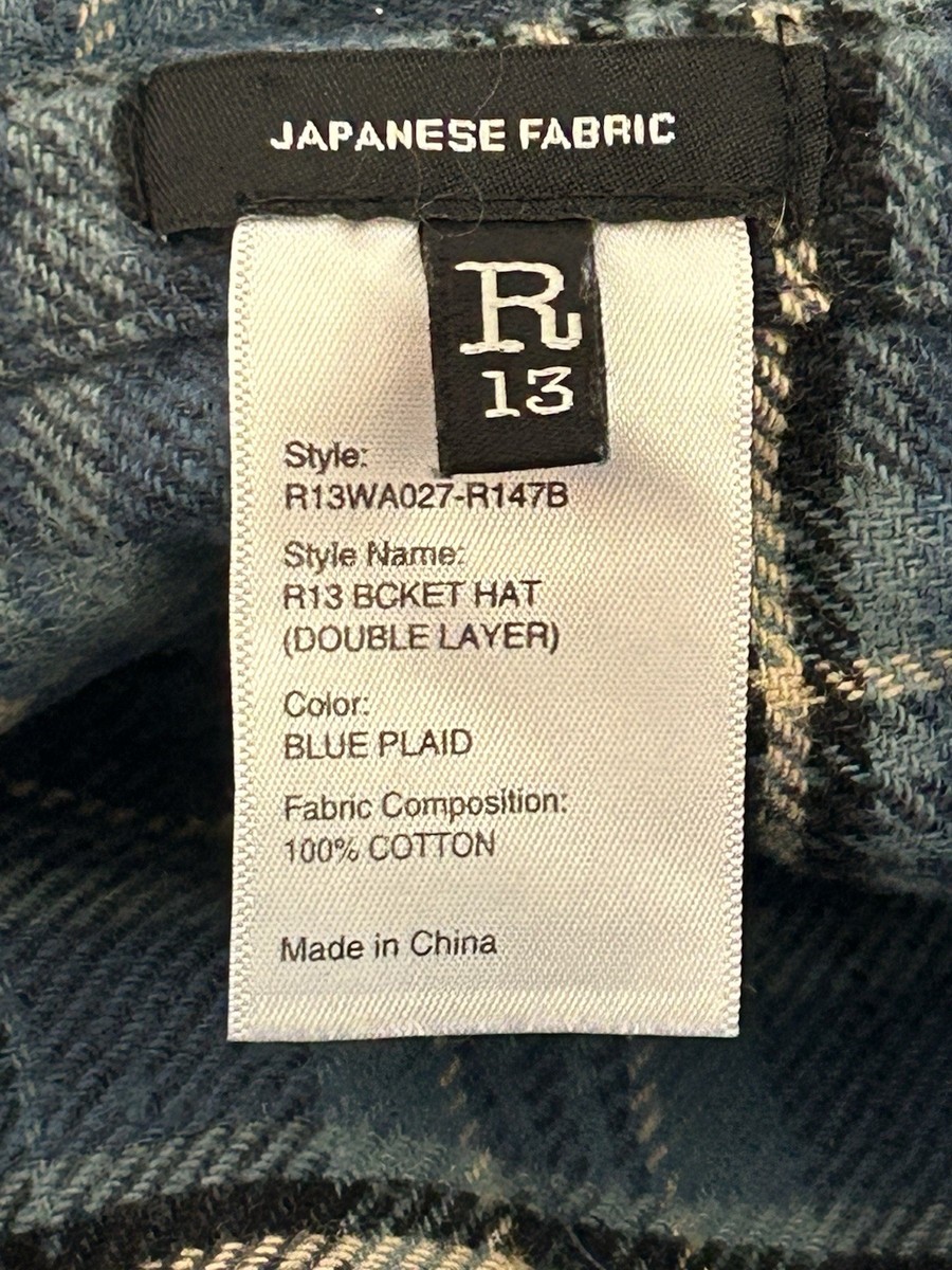 R13 Layered Bucket Hat Embroidered R13 logo Japanese plaid Blue | eBay