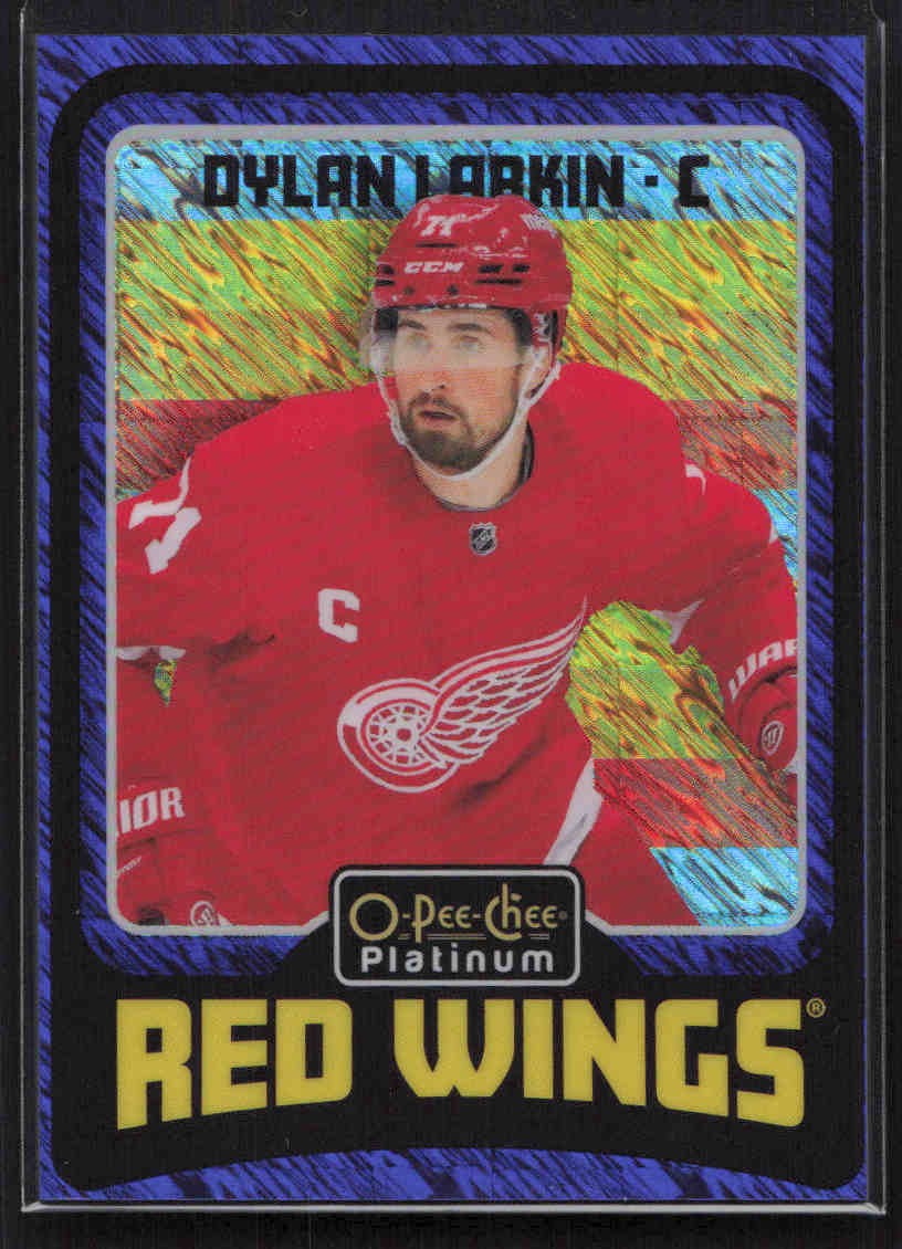 2024-25 O-Pee-Chee Platinum #R25 Dylan Larkin Retro Blue Luster #/100