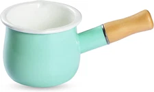 Enamel Milk Pan, Mini Butter Warmer 4 Inch 550Ml Milk Pot Half Quart Saucepan Sm