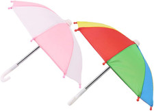 2Pcs Mini Colorful Umbrella for Dolls,Cute Umbrellas Model Miniature Beach Umbre