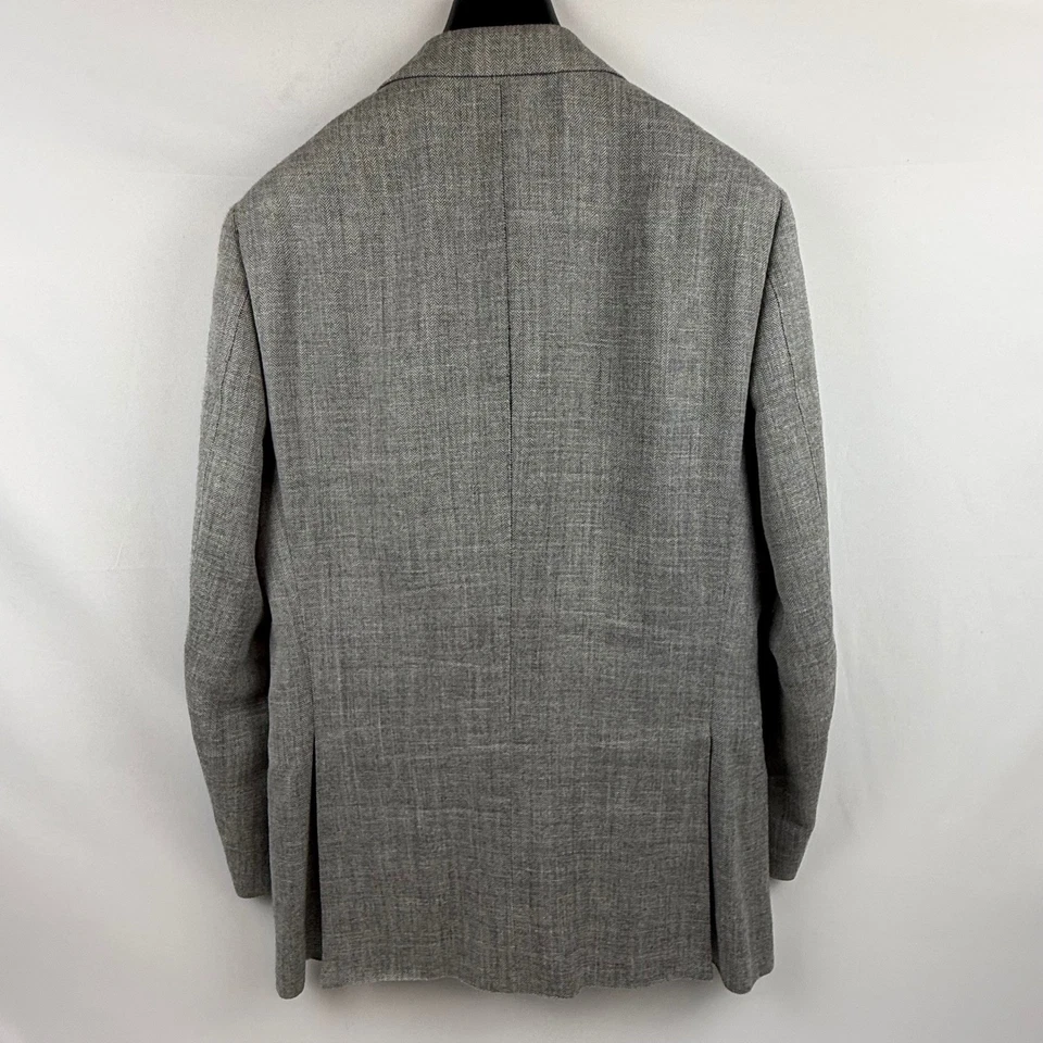 Traje completo gris Suit Supply Lazio E. Thomas para hombre lana seda lino espiga Foto 2 de 4