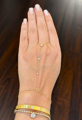 Fingerarmband Labor Diamant Ring Armband Kette Armband 14K Gelbgold 0,35ctw