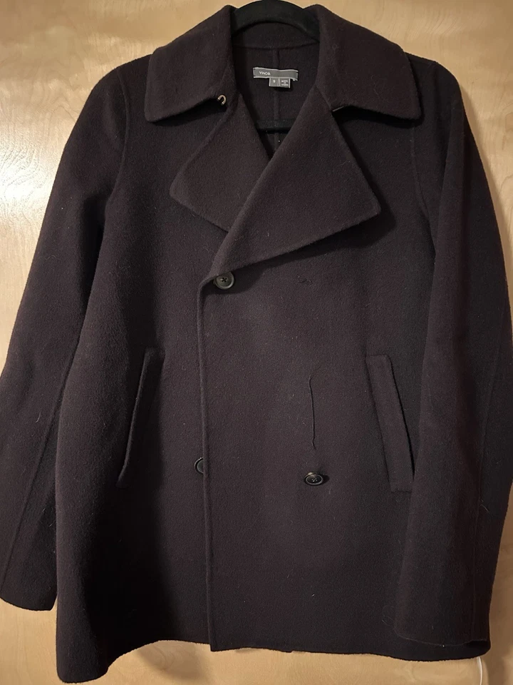 Vince Dark Brown Italian Wool Jacket Peacoat Size Small - Image 3 of 4