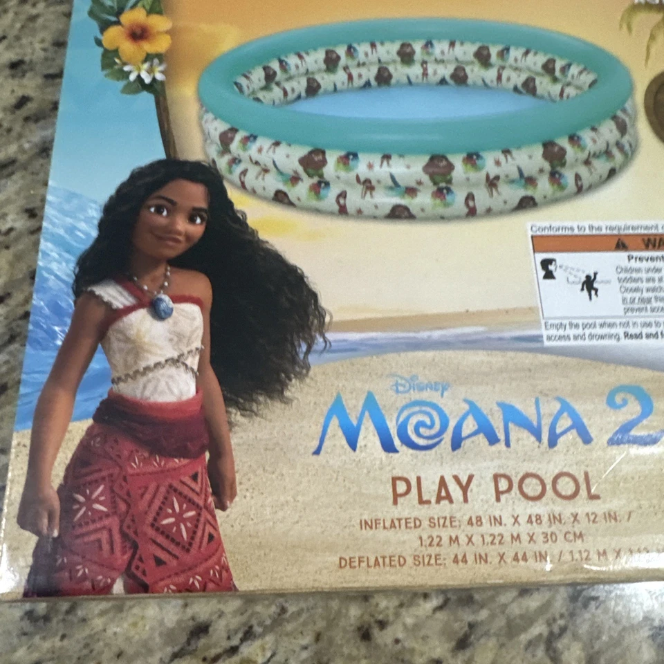 Disney Moana 2 детский бассейн 48 дюймов надувной 3 кольца открытый летний бассейн новый - Изображение 2 из 4