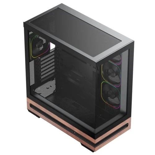 Vida Elegance Walnut ATX Gaming Case RGB Fans Glass Panels USB-C BTF Compatible - Image 2 of 4