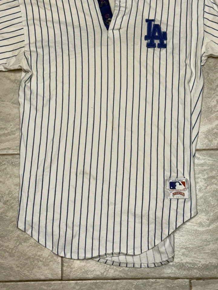 Camiseta deportiva de los Dodgers de Nuez moscada para hombre grande vintage años 90 informal a rayas columpio Foto 4 de 4