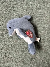 TY Oringinal Beanie Babies - Waves The Dolphin - Style 4084 - With Original Tag